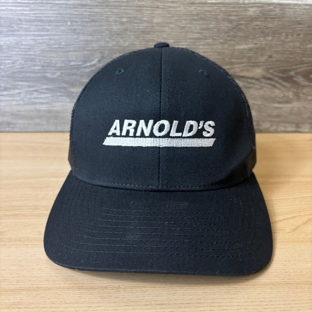 Arnolds Hat Cap Snap Back Black Trucker Adjustable